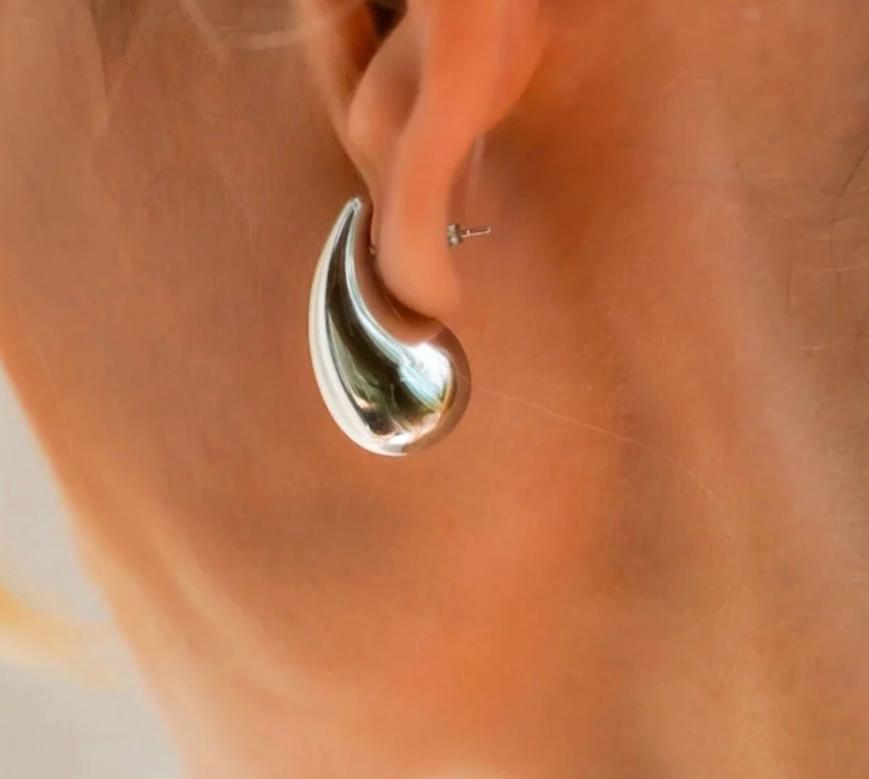 Drop Stud Earring Petite Silver Plated