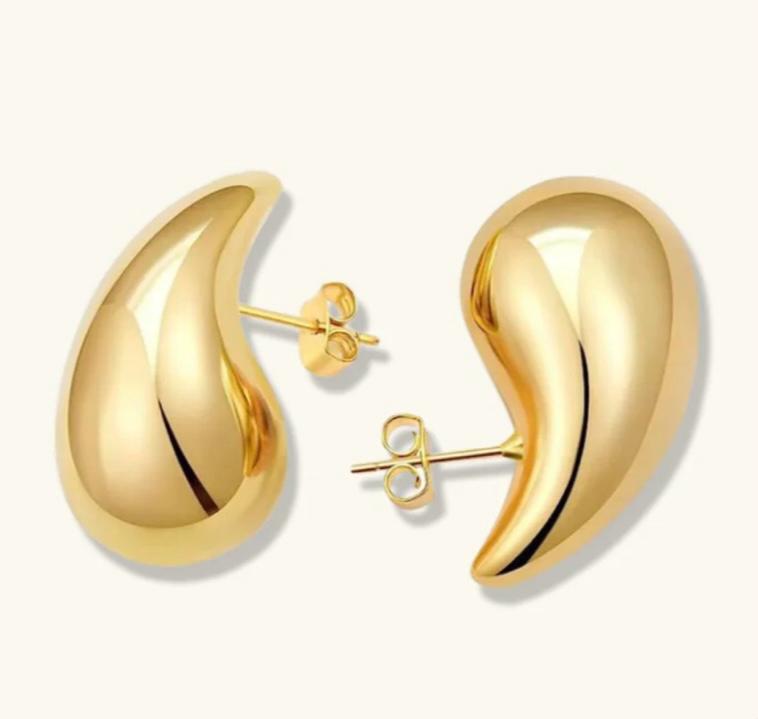 Drop Stud Earrings Petite 18K Gold Plated